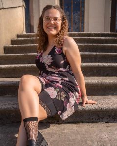 Rose&Leoni black lace slip shorts and floral dress
